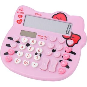 Women Calculators,Desktop Calculator 12 Digit with Large LCD Display and Sensitive Button, Solar and Battery Dual Power, Standard Function for Office, Home, School (Pink+Pink)