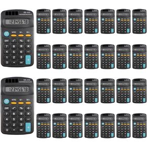 30 Pieces Pocket Size Mini Calculator Merkaunis Small Pocket Calculator Bulk Black Solar Battery Dual Powered Calculator Handheld Basic Calculators Mini Size for School Desktop Home Kids Office