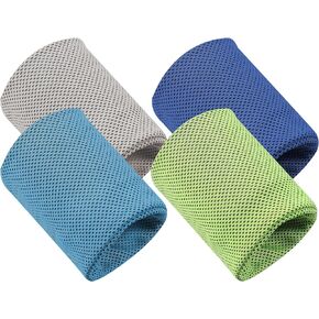 4 Pack Microfiber Cooling Sleeve Towels for Wrist, Quick Dry Heat Remove for Yoga Tenis Gym Fitness Runnig Hiking Camping Indoor Outdoor Sports