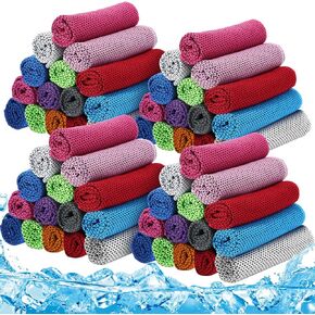 90 Pack Cooling Towels Bulk 40" x 12" Ice Towel for Neck and Face Multicolored Cool Microfiber Towel Sweat Rag for Gym Workout Running Golf Yoga Fitness Camping Hiking Travel Outdoor Sports Towels