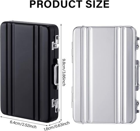 2 Pcs Business Card Holder Suitcase Aluminum Business Card Case with Waterproof Pocket Credit Holder for Men Organizer ID Aluminum Briefcase Gift for Woman(Black, White) in Saudi Arabia