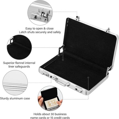 2 Pcs Business Card Holder Suitcase Aluminum Business Card Case with Waterproof Pocket Credit Holder for Men Organizer ID Aluminum Briefcase Gift for Woman(Black, White) in Saudi Arabia