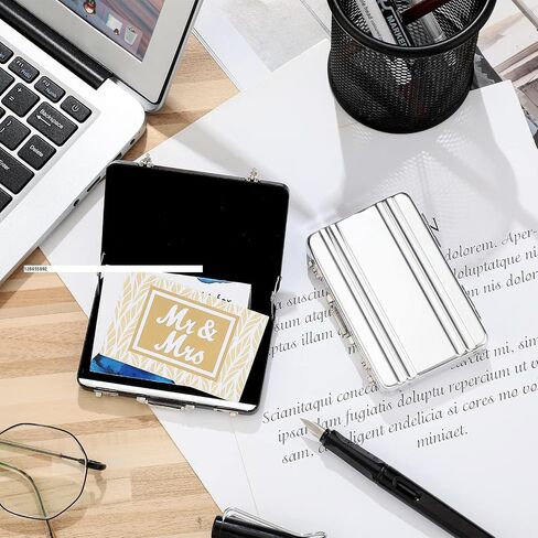 2 Pcs Business Card Holder Suitcase Aluminum Business Card Case with Waterproof Pocket Credit Holder for Men Organizer ID Aluminum Briefcase Gift for Woman(Black, White) in Saudi Arabia