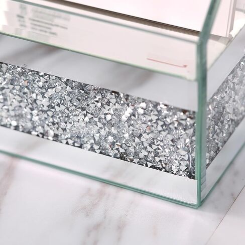 حامل بطاقات عمل معكوسة من قطعتين للمكتب، حامل عرض بطاقات عمل من الزجاج الماسي المطحون الحديث، منظم بطاقات العمل لسطح المكتب والمنزل (فضي) in Kuwait