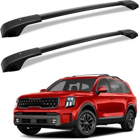 قضبان متقاطعة لحامل السقف مناسبة لسيارات Volkswagen Tiguan 2018 2019 2020 2021 2022 2023 2024 وTaos 2022 2023 2024، قضبان سقف من الألومنيوم قضبان متقاطعة على السطح وقضبان أمتعة كاياك سوداء in Kuwait