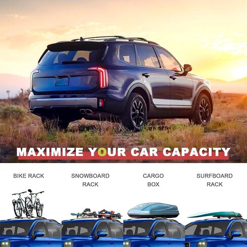 قضبان متقاطعة لحامل السقف مناسبة لسيارات Volkswagen Tiguan 2018 2019 2020 2021 2022 2023 2024 وTaos 2022 2023 2024، قضبان سقف من الألومنيوم قضبان متقاطعة على السطح وقضبان أمتعة كاياك سوداء in Kuwait