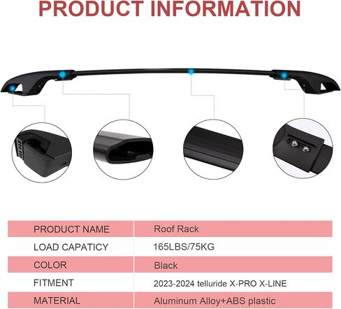 قضبان متقاطعة لحامل السقف مناسبة لسيارات Volkswagen Tiguan 2018 2019 2020 2021 2022 2023 2024 وTaos 2022 2023 2024، قضبان سقف من الألومنيوم قضبان متقاطعة على السطح وقضبان أمتعة كاياك سوداء in Kuwait