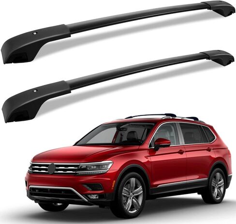 قضبان متقاطعة لحامل السقف مناسبة لسيارات Volkswagen Tiguan 2018 2019 2020 2021 2022 2023 2024 وTaos 2022 2023 2024، قضبان سقف من الألومنيوم قضبان متقاطعة على السطح وقضبان أمتعة كاياك سوداء in Kuwait