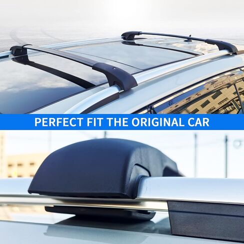 قضبان متقاطعة لحامل السقف مناسبة لسيارات Volkswagen Tiguan 2018 2019 2020 2021 2022 2023 2024 وTaos 2022 2023 2024، قضبان سقف من الألومنيوم قضبان متقاطعة على السطح وقضبان أمتعة كاياك سوداء in Kuwait