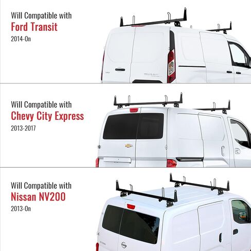 قضبان متقاطعة لسقف الشاحنة الفولاذية موديل X202 من AA-Racks تناسب 2013-On NV200/ 2014-On Transit Connect/ 2013-2017City Express، 2 بار 60 بوصة - أسود in Kuwait