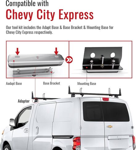 قضبان متقاطعة لسقف الشاحنة الفولاذية موديل X202 من AA-Racks تناسب 2013-On NV200/ 2014-On Transit Connect/ 2013-2017City Express، 2 بار 60 بوصة - أسود in Kuwait