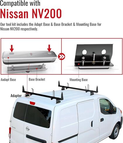 قضبان متقاطعة لسقف الشاحنة الفولاذية موديل X202 من AA-Racks تناسب 2013-On NV200/ 2014-On Transit Connect/ 2013-2017City Express، 2 بار 60 بوصة - أسود in Kuwait