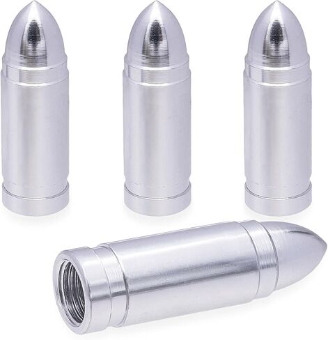 4PCS Bullet Style Tire Valve Stem Caps, Corrosion Resistant, Universal Aluminium Alloy Dustproof Tire Valve Stem Covers for Cars, SUV, Trucks, Bikes, Motorcycles, Bicycles(Black) in Kuwait