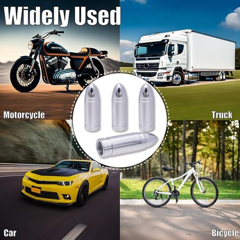 4PCS Bullet Style Tire Valve Stem Caps, Corrosion Resistant, Universal Aluminium Alloy Dustproof Tire Valve Stem Covers for Cars, SUV, Trucks, Bikes, Motorcycles, Bicycles(Black) in Kuwait