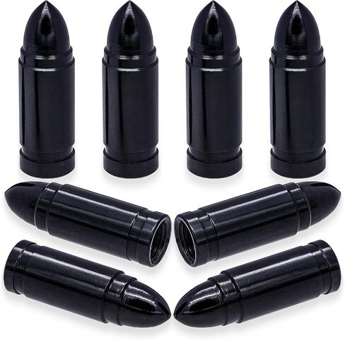4PCS Bullet Style Tire Valve Stem Caps, Corrosion Resistant, Universal Aluminium Alloy Dustproof Tire Valve Stem Covers for Cars, SUV, Trucks, Bikes, Motorcycles, Bicycles(Black) in Kuwait