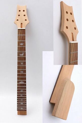 Electric Guitar Neck 24 Fret 25.5 Inch Mahogany Rosewood Bird Inlay Fretboard Guitar Neck Unfinished Set in Heel Guitar Neck Replacement (Bird Inlay) in Saudi Arabia