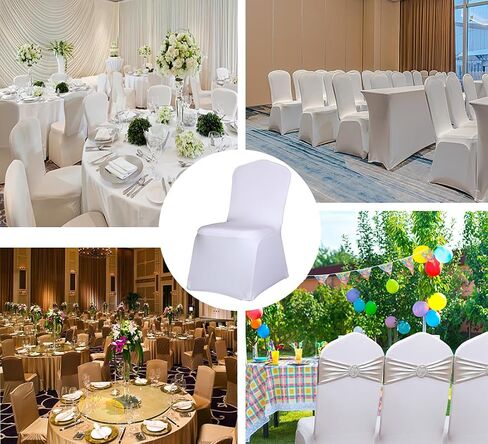 1pc Spandex Stretch Black Chair Covers for Wedding Polyester Flat Bottom Chair Cover Slipcover, Fitted Chair Covers for Party Chair Seat Covers Banquet Chair Decorations in Saudi Arabia