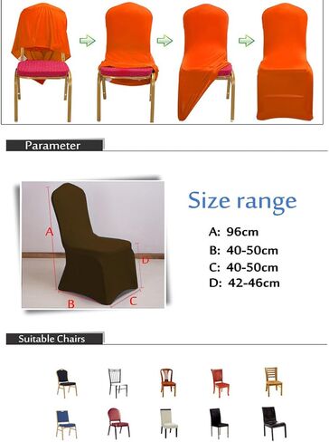 1pc Spandex Stretch Black Chair Covers for Wedding Polyester Flat Bottom Chair Cover Slipcover, Fitted Chair Covers for Party Chair Seat Covers Banquet Chair Decorations in Saudi Arabia