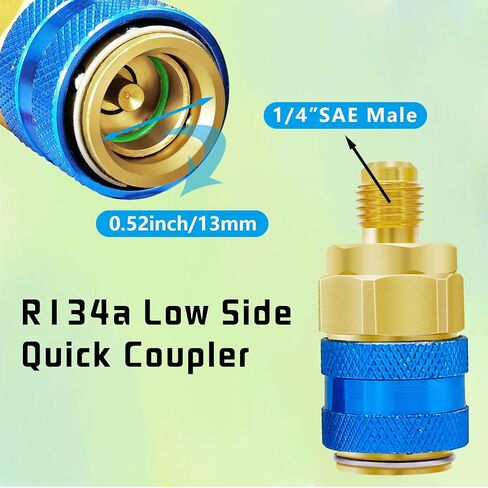 طقم خرطوم إعادة شحن غاز التبريد AC R134A R1234YF، مجموعة قياس AC R134a 1234yf مع صمامات ثقب الرصاصة، صنابير علب R134a R1234yf، قارنات التوصيل السريعة ذات الضغط المنخفض in Kuwait