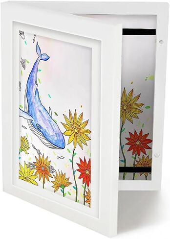 Kids Art Frames, 8.5x11 Front Opening Kids Artwork Frames Changeable,kids art display frame, Holds 80-150Pcs, for 3D Picture,A4 Art-Work,Crafts,Children Drawing,art frames,Wooden ,1PC (white) in Saudi Arabia