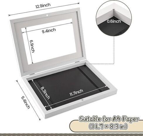 Kids Art Frames, 8.5x11 Front Opening Kids Artwork Frames Changeable,kids art display frame, Holds 80-150Pcs, for 3D Picture,A4 Art-Work,Crafts,Children Drawing,art frames,Wooden ,1PC (white) in Saudi Arabia