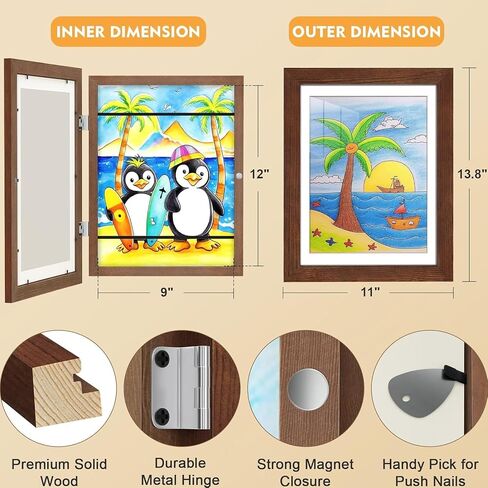 Kids Art Frames, 8.5x11 Front Opening Kids Artwork Frames Changeable,kids art display frame, Holds 80-150Pcs, for 3D Picture,A4 Art-Work,Crafts,Children Drawing,art frames,Wooden ,1PC (white) in Saudi Arabia