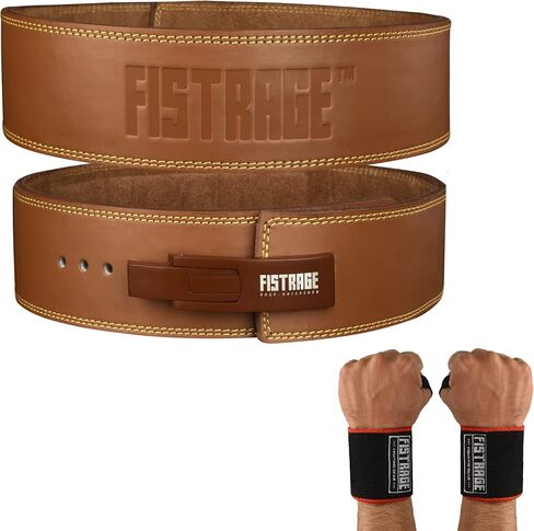 FISTRAGE Lever Buckle Weight Lifting Leather Black Belt Gym Back Support for Men & Women Training Fitness Exercise for Tough Workouts | Power Lifters | Supports Lumber Lower Back in Saudi Arabia