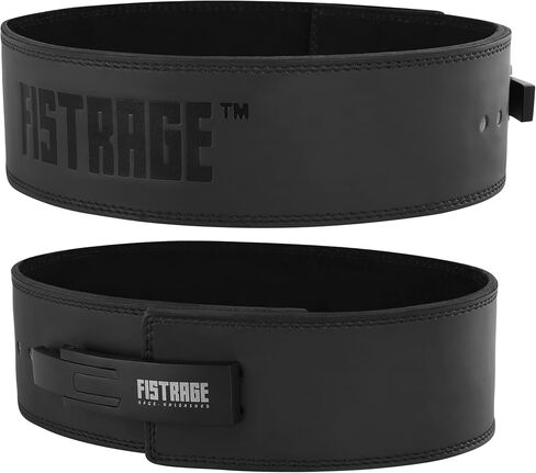 FISTRAGE Lever Buckle Weight Lifting Leather Black Belt Gym Back Support for Men & Women Training Fitness Exercise for Tough Workouts | Power Lifters | Supports Lumber Lower Back in Saudi Arabia