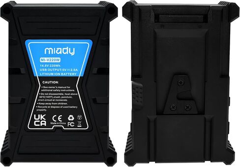 بطارية Miady 220Wh 15000mAh V Mount V-Lock متوافقة مع كاميرا فيديو سوني الرقمية وكاميرا الفيديو والبث البديل لكاميرات DSLR، وإضاءة LED، وشاشة، وBMCC، وHDCAM، وXDCAM (يتضمن شاحن شريط D) in Kuwait