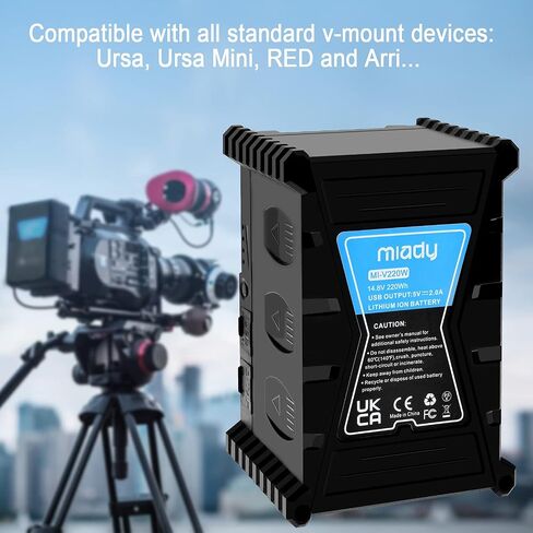 بطارية Miady 220Wh 15000mAh V Mount V-Lock متوافقة مع كاميرا فيديو سوني الرقمية وكاميرا الفيديو والبث البديل لكاميرات DSLR، وإضاءة LED، وشاشة، وBMCC، وHDCAM، وXDCAM (يتضمن شاحن شريط D) in Kuwait