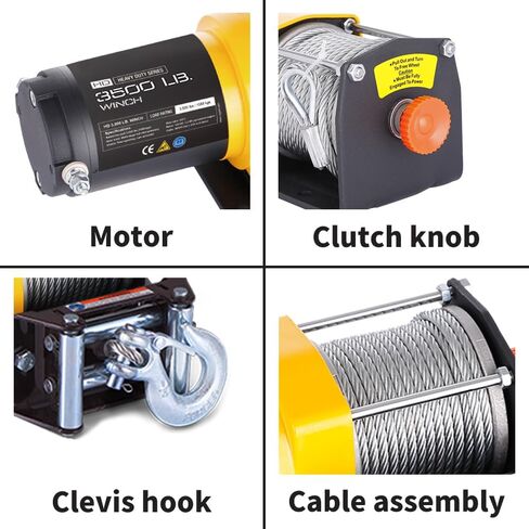ونش كهربائي 12 فولت 3500 رطل مقاوم للماء بخط واحد (3500 رطل) in Kuwait