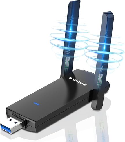 محول USB WiFi للكمبيوتر المكتبي، AX1800 5G/2.4G USB 3.0 WiFi Dongle محول شبكة WiFi 6 لاسلكي لأجهزة الكمبيوتر المحمول المكتبية، هوائي مزدوج 5dBi عالي الكسب، أمان WPA3، يدعم Windows 11/10 in Kuwait
