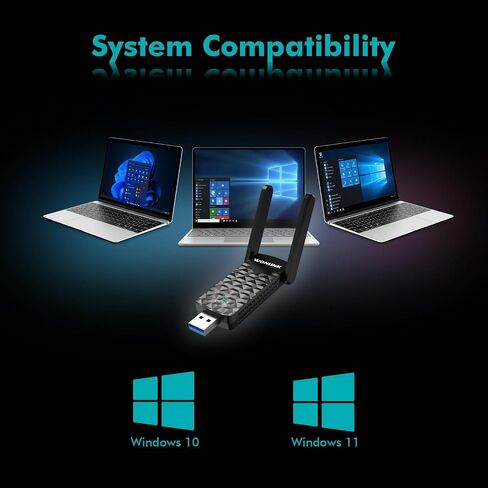 محول USB WiFi للكمبيوتر المكتبي، AX1800 5G/2.4G USB 3.0 WiFi Dongle محول شبكة WiFi 6 لاسلكي لأجهزة الكمبيوتر المحمول المكتبية، هوائي مزدوج 5dBi عالي الكسب، أمان WPA3، يدعم Windows 11/10 in Saudi Arabia