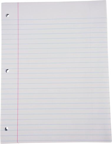 School Smart - 85285 3-Hole Punched Filler Paper w/ Red Margin, 8 x 10-1/2 Inches, Wide Ruled, 200 Sheets,White in Saudi Arabia