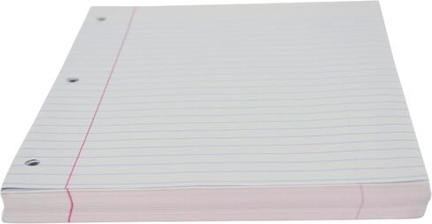 School Smart - 85285 3-Hole Punched Filler Paper w/ Red Margin, 8 x 10-1/2 Inches, Wide Ruled, 200 Sheets,White in Saudi Arabia