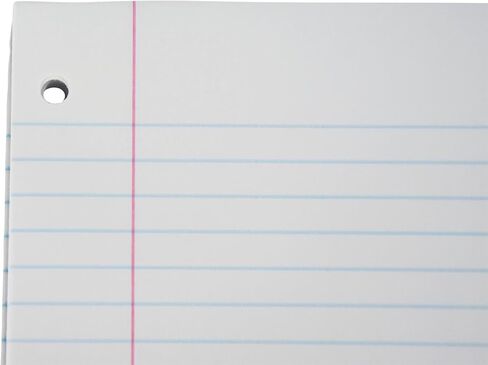 School Smart - 85285 3-Hole Punched Filler Paper w/ Red Margin, 8 x 10-1/2 Inches, Wide Ruled, 200 Sheets,White in Saudi Arabia