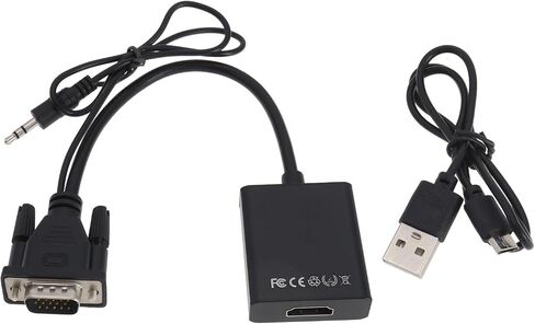 محول VGA إلى HDMI محول VGA ذكر إلى HDMI أنثى مع مقبس صوت 3.5 ملم وكابل USB لشاشة الكمبيوتر المحمول وشاشة العرض in Saudi Arabia