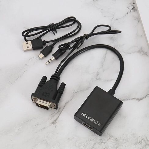 محول VGA إلى HDMI محول VGA ذكر إلى HDMI أنثى مع مقبس صوت 3.5 ملم وكابل USB لشاشة الكمبيوتر المحمول وشاشة العرض in Saudi Arabia