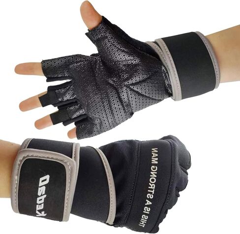 Workout Gloves for Men,Weight Lifting Gym Gloves with Wrist Wrap Support Full Palm Protection Exercise Gloves Breathable Half Finger Gloves Gym,Weightlifting,Exercise,Training,Fitness in Saudi Arabia