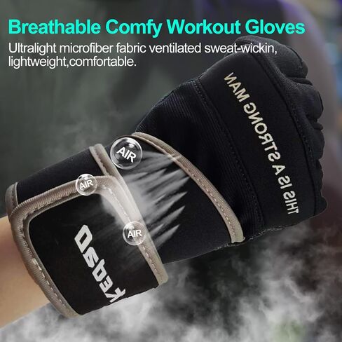 Workout Gloves for Men,Weight Lifting Gym Gloves with Wrist Wrap Support Full Palm Protection Exercise Gloves Breathable Half Finger Gloves Gym,Weightlifting,Exercise,Training,Fitness in Saudi Arabia