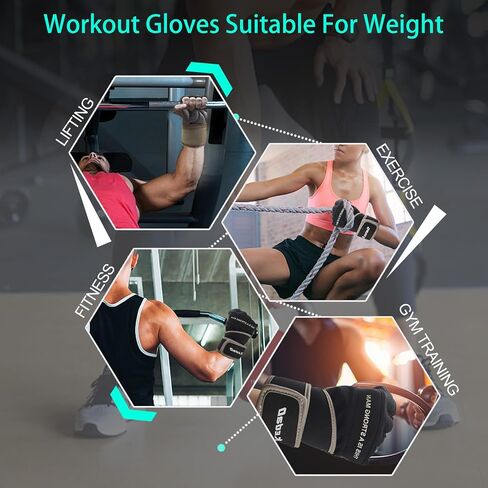 Workout Gloves for Men,Weight Lifting Gym Gloves with Wrist Wrap Support Full Palm Protection Exercise Gloves Breathable Half Finger Gloves Gym,Weightlifting,Exercise,Training,Fitness in Saudi Arabia