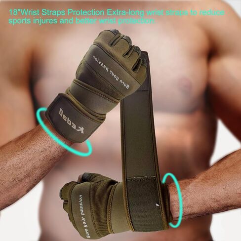 قفازات التمرين للرجال، قفازات رفع الأثقال في صالة الألعاب الرياضية مع دعم لف المعصم، قفازات حماية كاملة لراحة اليد، قفازات نصف إصبع قابلة للتنفس، صالة الألعاب الرياضية، رفع الأثقال، التمرين، التدريب، اللياقة البدنية in Kuwait