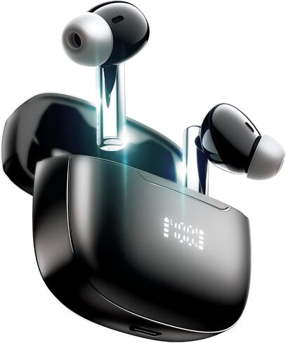Wireless Earbuds, 𝟰𝟬dB Active Noise Cancelling Bluetooth Ear Buds (𝗔𝗡𝗖), Bluetooth 5.3 Earbuds with LED Power Display Charging Case, Wireless Headphones with Mic for Phone Laptop (Black) in Saudi Arabia
