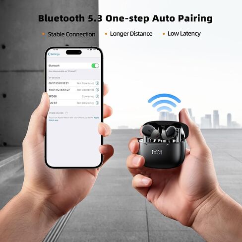 Wireless Earbuds, 𝟰𝟬dB Active Noise Cancelling Bluetooth Ear Buds (𝗔𝗡𝗖), Bluetooth 5.3 Earbuds with LED Power Display Charging Case, Wireless Headphones with Mic for Phone Laptop (Black) in Saudi Arabia