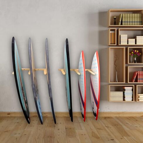 Vertical Surfboard Wall Mount, 6 Board Display Surfboard Rack, Solid Wood Mount for Surfboards, Surf Board Racks for Wall, Indoor Surfboard Racks for Wakeboard, Snowboards in Kuwait