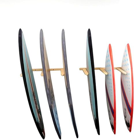 Vertical Surfboard Wall Mount, 6 Board Display Surfboard Rack, Solid Wood Mount for Surfboards, Surf Board Racks for Wall, Indoor Surfboard Racks for Wakeboard, Snowboards in Kuwait