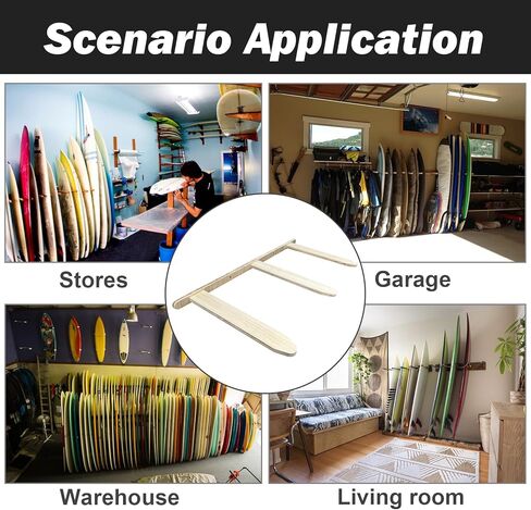 Vertical Surfboard Wall Mount, 6 Board Display Surfboard Rack, Solid Wood Mount for Surfboards, Surf Board Racks for Wall, Indoor Surfboard Racks for Wakeboard, Snowboards in Kuwait