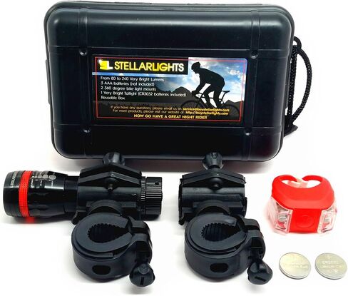 Solid Aircraft Aluminum Bike Light - Bright 240 Lumens LED Bicycle Headlight with Tail Light - Waterproof - Mounts in Seconds - NO Tools Required in Saudi Arabia