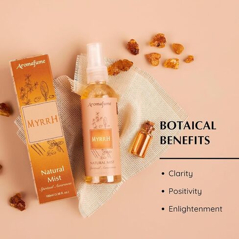 بخاخ رذاذ طبيعي من أرومافومي راتنج 100 مل / 3.3 أونصة | مثالي للطاقة الإيجابية والروحانية والطقوس | مصنوعة من راتنج كوميفورا ميرها من الصومال | غير كحولي، وغير سام، ونباتي in Kuwait
