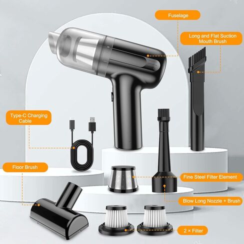 FEIMUOSI مكنسة كهربائية للسيارة عالية الطاقة - 3 في 1 12000PA محرك بدون فرشاة مكنسة كهربائية محمولة للسيارة مكنسة كهربائية صغيرة محمولة للسيارة اللاسلكية مكنسة كهربائية للسيارة شفط قوي لشعر الحيوانات الأليفة على لوحة المفاتيح in Kuwait